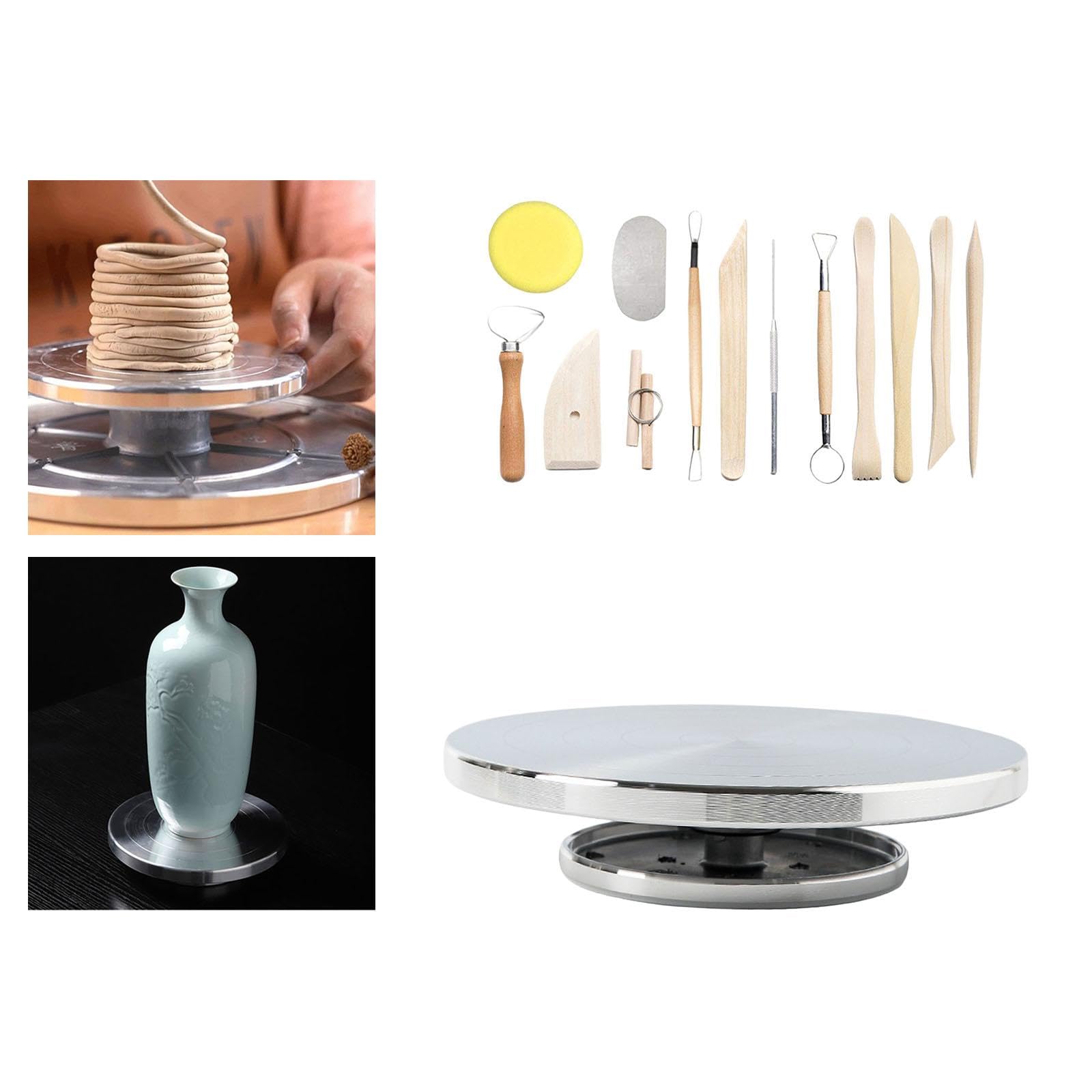 Tornio Da Vasaio Attrezzi Modellazione Scultura Rotazione Regolare Accessori Torno Da Tavolo Manico in Legno Argilla Adatto per Laboratorio Artistico