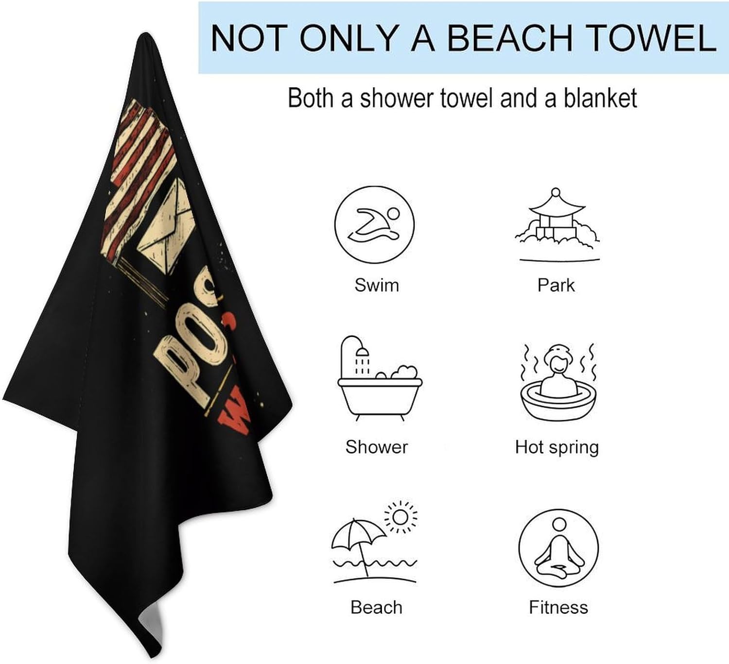 Postal Worker U.S. Flag Oversized Beach Towel Soft Absorbent Pool Bath Swim Towels for Adults Travel Vacation Gifts 130x80cm