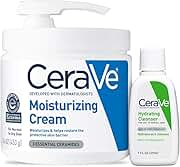 CeraVe Moisturizing Cream &amp; Hydrating Facial Cleanser Skin Care Set, Combo Pack For Dry Skin Relief, Travel Essentials, 1oz Cleanser + 16oz Cream With Pump Cradle to Cradle Certified