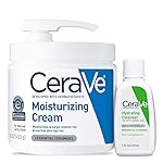CeraVe Moisturizing Cream & Hydrating Facial Cleanser Skin Care Set, Combo Pack For Dry Skin Relief, Travel Essentials, 1oz Cleanser + 16oz Cream With Pump