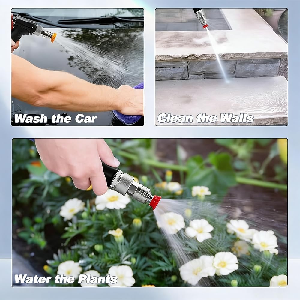 Garden Hose To Mini Power Washer Adapter-3/4 GHT To 1/4, Stainless Steel Power Washer Attachment For Garden Hose, Leak-Proof Water Hose Connector For Car Wash & Home Cleaning (2)