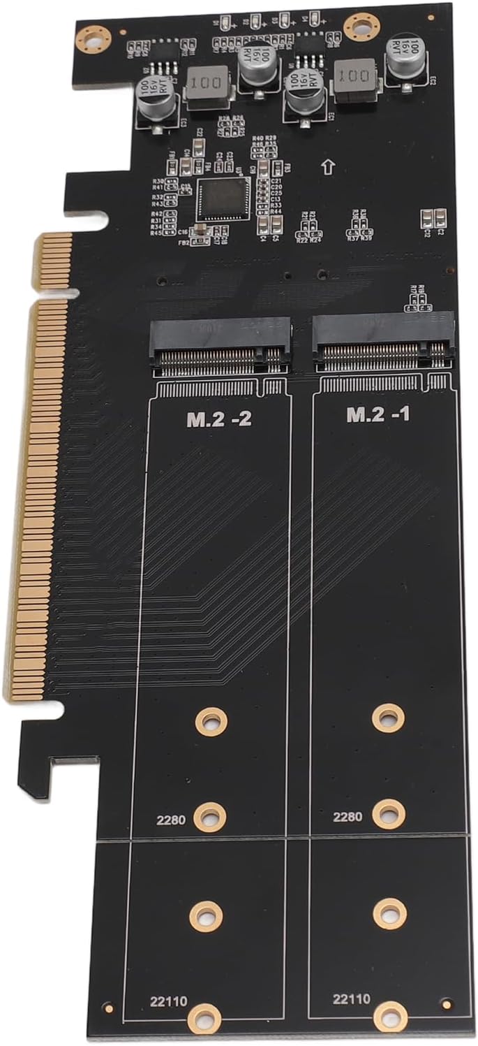 Zyyini Quad M.2 NVMe to PCIe 4.0 X16 Adapter, 4 Port High Speed 4x32Gbps M Key SSD Soft RAID Card PCIE 4.0 X16 Adapter for M.2 NVMe 2230 2242 2260 2280 22110 SSD, for 8 10