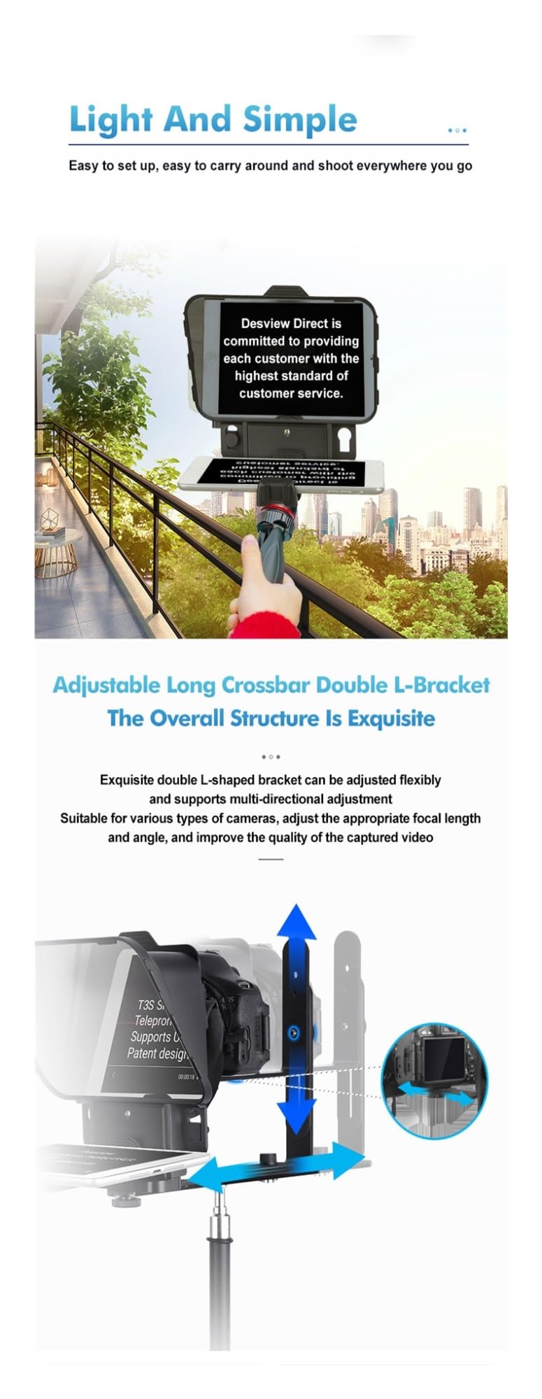 Teleprompter, Universal-Teleprompter for Tablet-Computer mit 11,9-Zoll-Fernbedienung und kabelloser Fernbedienung, Online-Lehre Live-Streaming