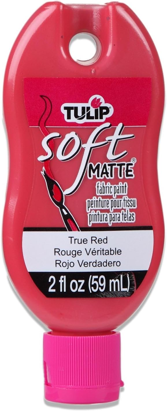 Soft Fabric Paint, Washable, Stays Soft and Flexible, Permanent Paint, for Light and Dark Fabrics, 2 fl oz, True Red