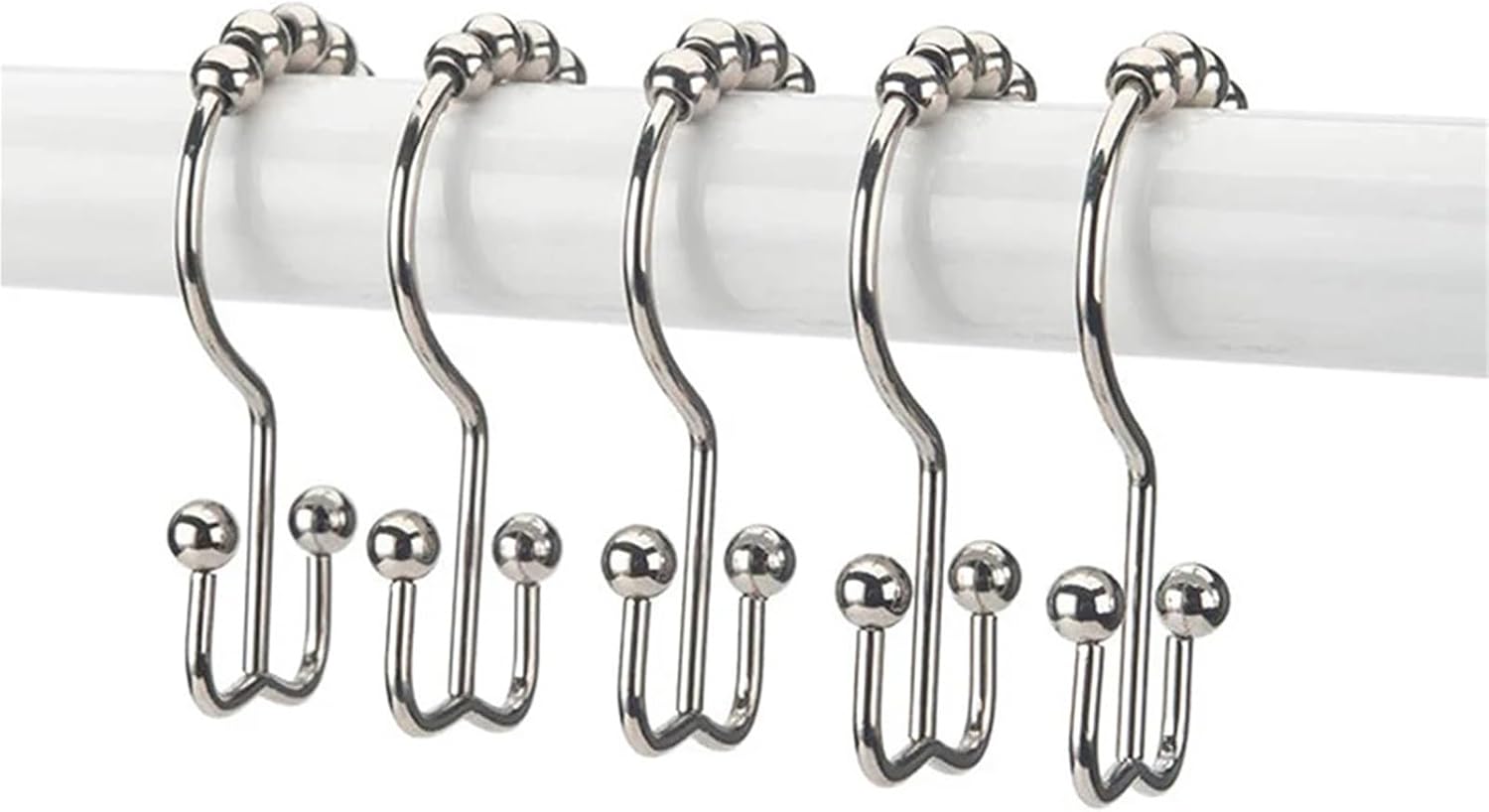 50PCS Shower Curtain Hooks Double Sided Bathroom Curtain Metal Hooks Rings