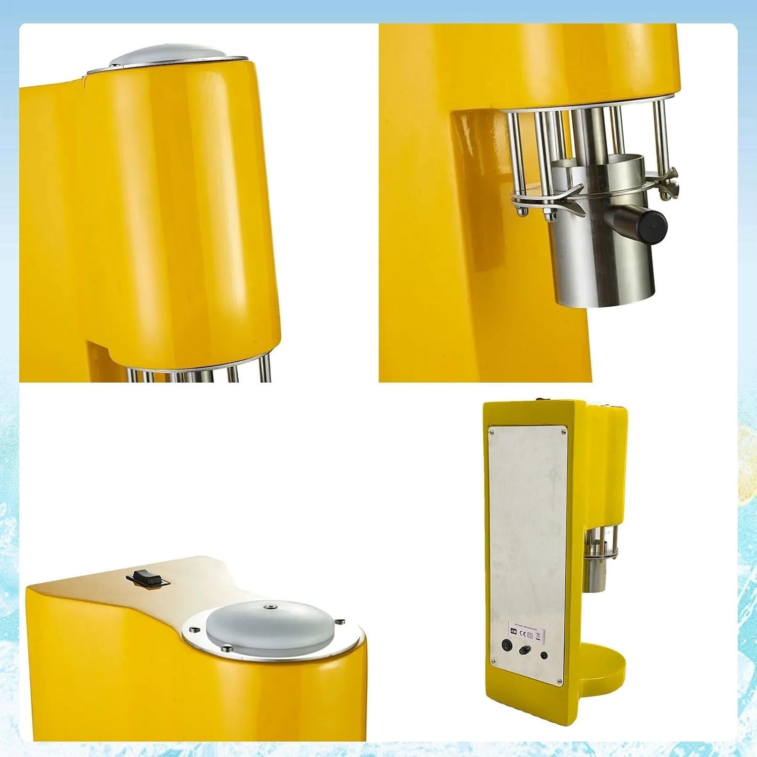 Spaghetti Ice Cream Maker With 4 Removable Molds, One-Touch Start, Stainless Steel & ABS Material, Compact Design For Café, Bakery, Home Use(Yellow)