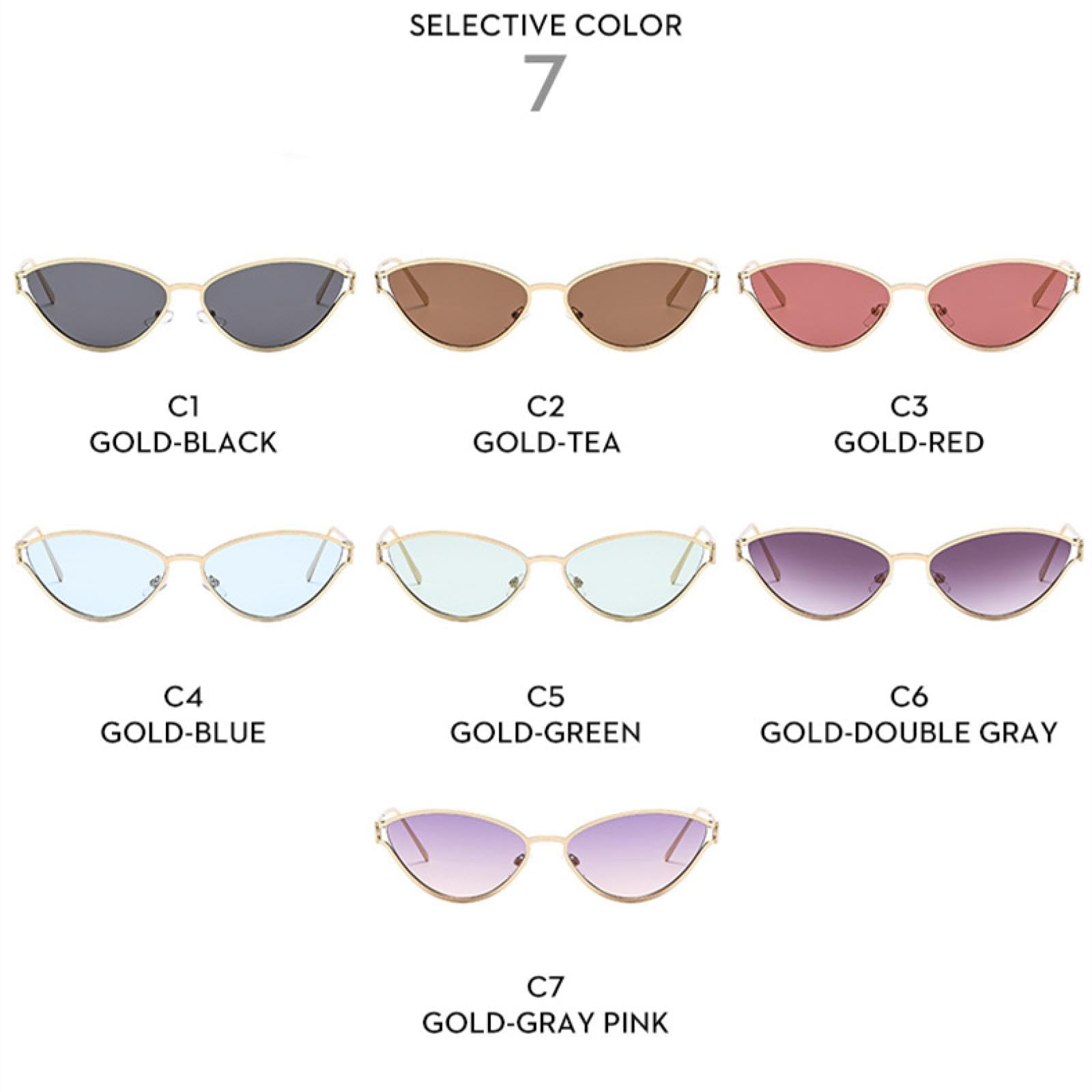 Gafas de sol con protección Uv400 | Ojo de gato pequeño ovalado punk metal | Mujeres y hombres para deportes al aire libre y conducción