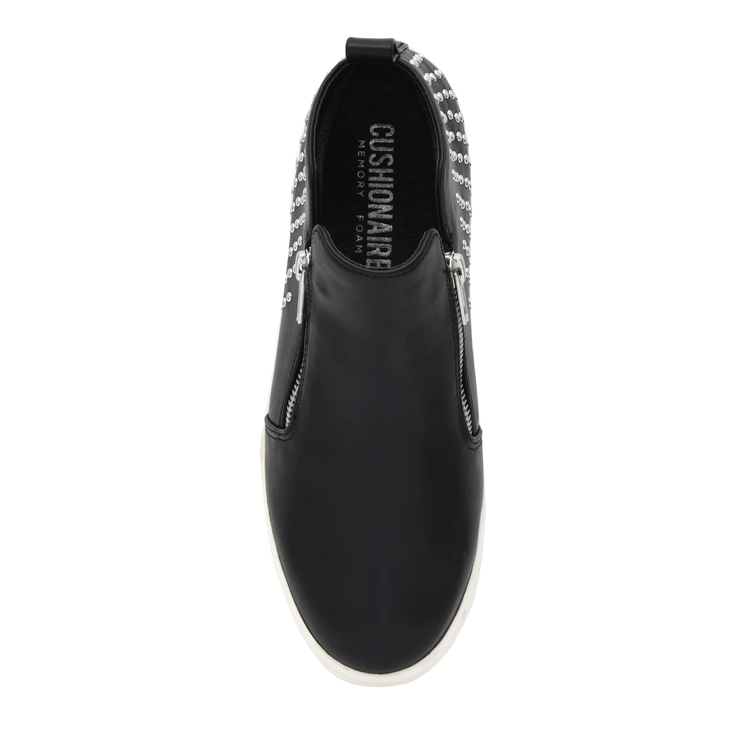 CUSHIONAIRE Hollywood - Sneaker con zeppa nascosta, con borchie e memory foam, nero, 41 EU