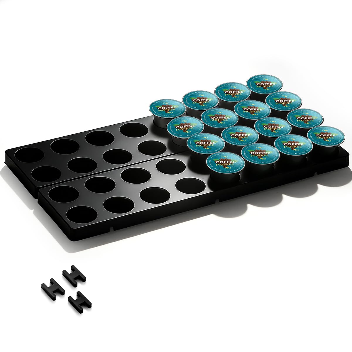 Berglander Coffee Capsule Holder for Drawer, 32 Pods Coffee Pod Storage Organizer for Kitchen Drawer Holders for Nespresso Original Line, Black Plastic