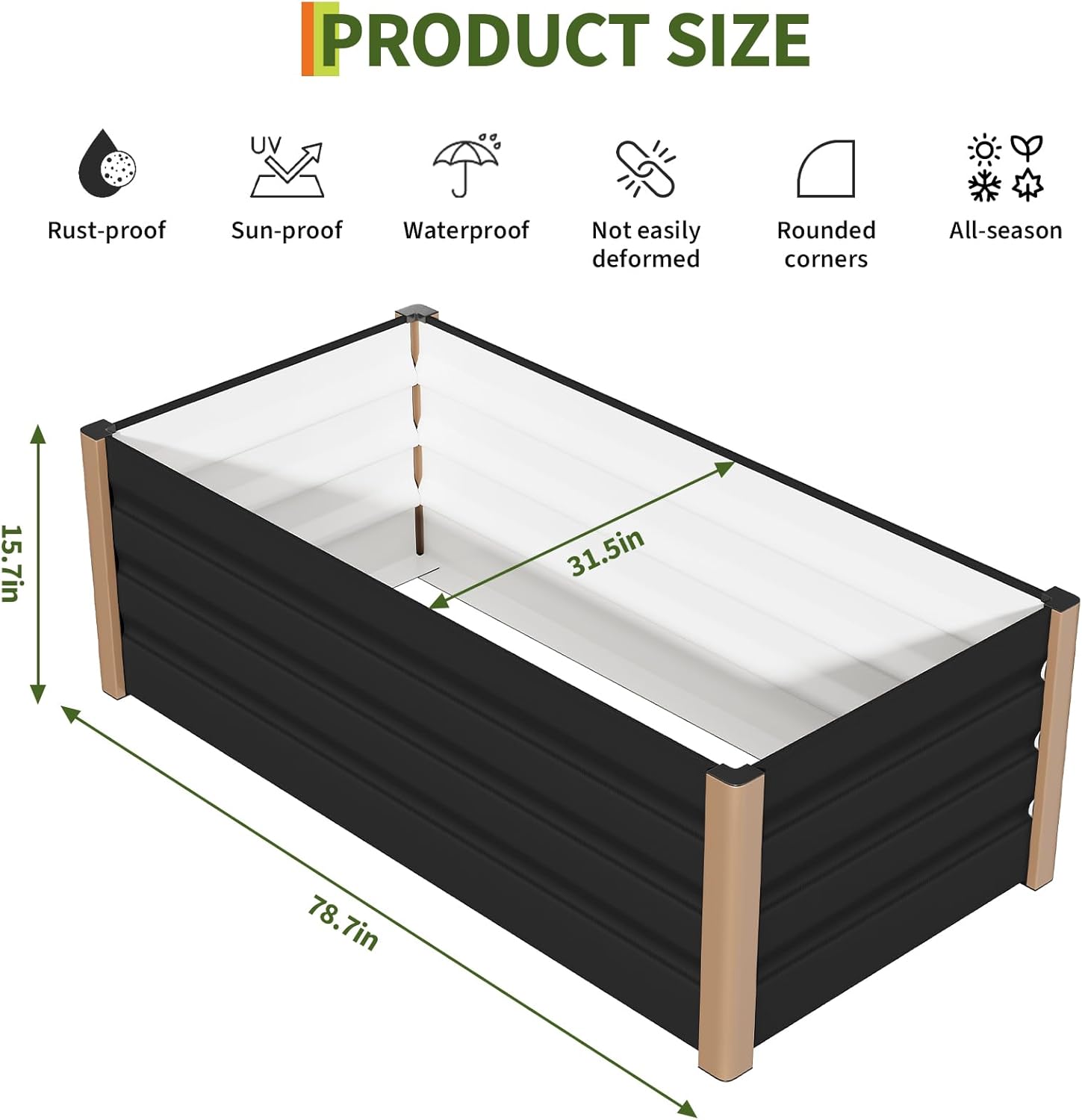 GarveeLife 6.5x2.5 Ft Open-Bottom Raised Garden Bed Kit, 16" Deep Large Outdoor Planter Box - Extra Wide for High-Yield Gardening, Rust-Proof Aluminum with Safety Corners, Gray