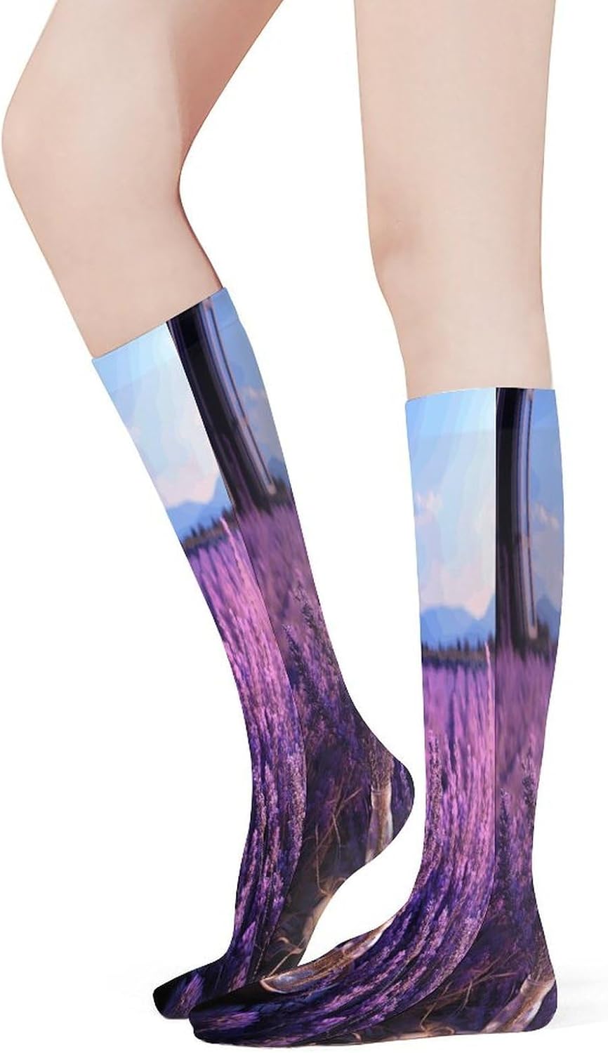 Romantic Lavender Women High Waist Fishnet Stockings Stretch Mesh Pantyhose Sexy Trendy Legwear for Daily Wear