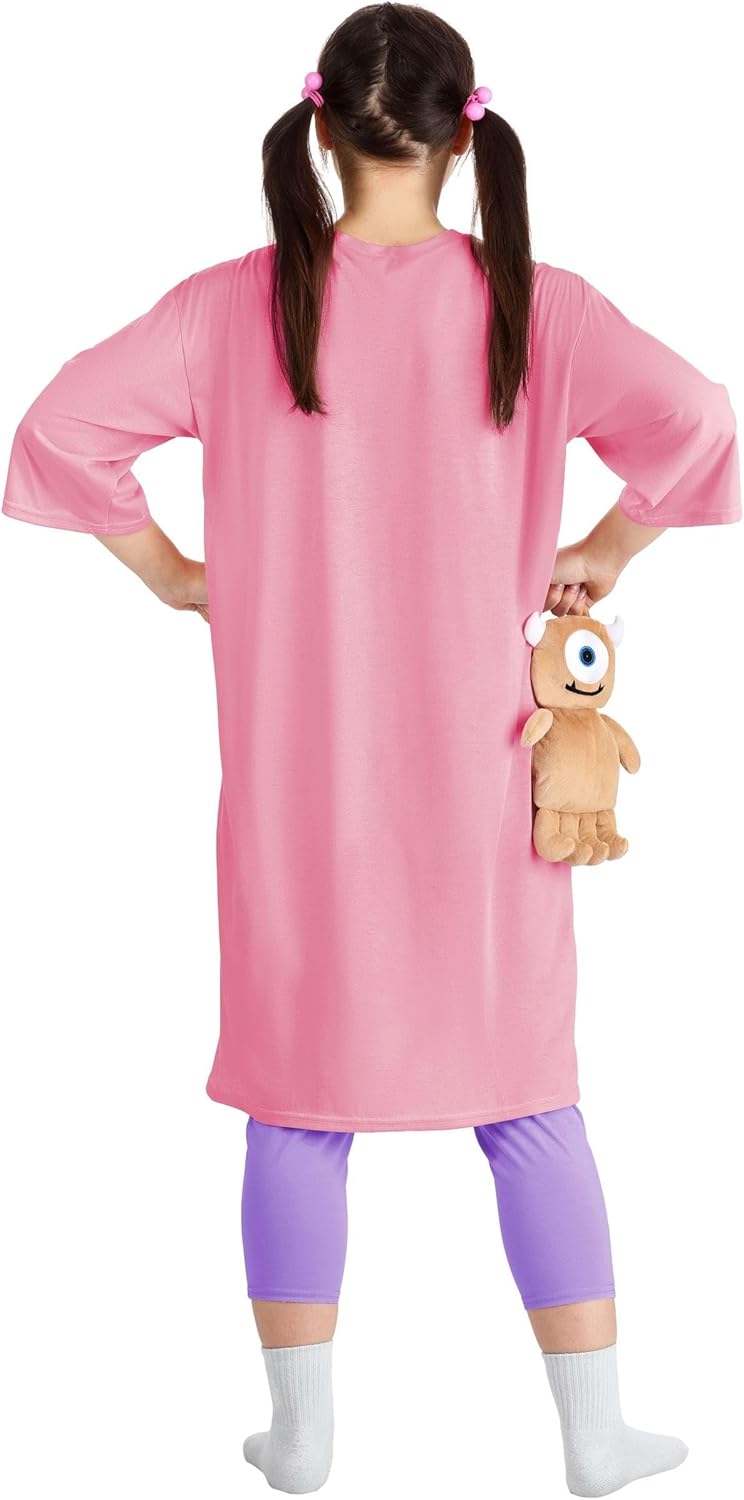 Disney Pixar Monsters Inc. Boo Costume for Women - Pink Shirt, Leggings, & Hair Ties Set - Officially Licensed