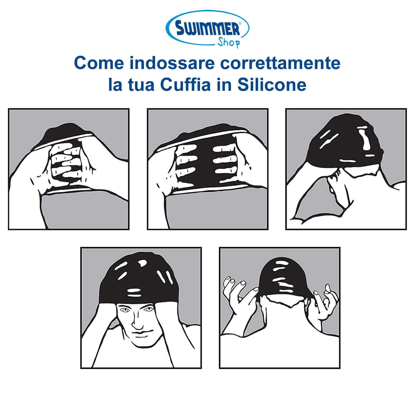 Cuffia Piscina Bambino e Bambina Cuffia Nuoto in Silicone di alta qualità Resistente agli strappi, Cuffia Piscina Simpatica a Forma di Squalo Adatta anche per Adulti