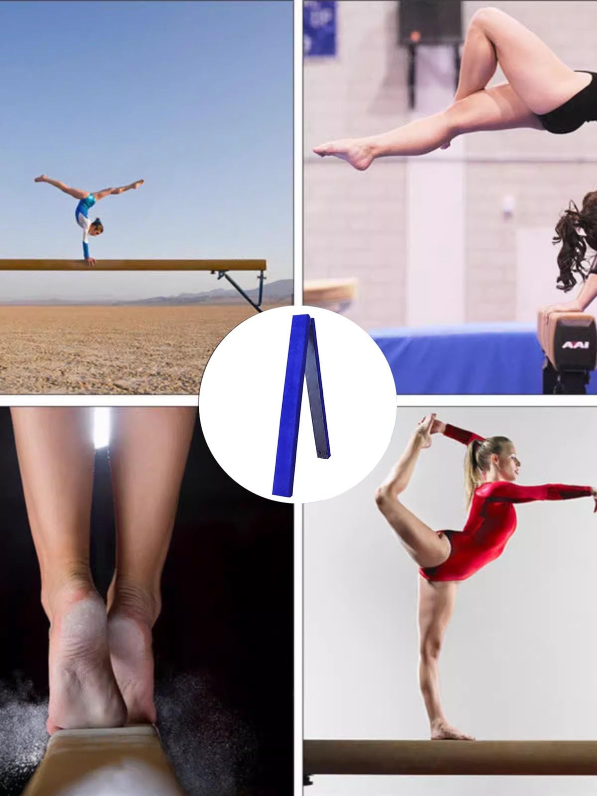 YXXSDP 6.9 Ft Long Folding Balance Beam, Portable Gymnastics Floor Beam Equipment with Non Slip Base & Suede Cover, for Training/Practice/Professional Home Exercise (Color : Blue)