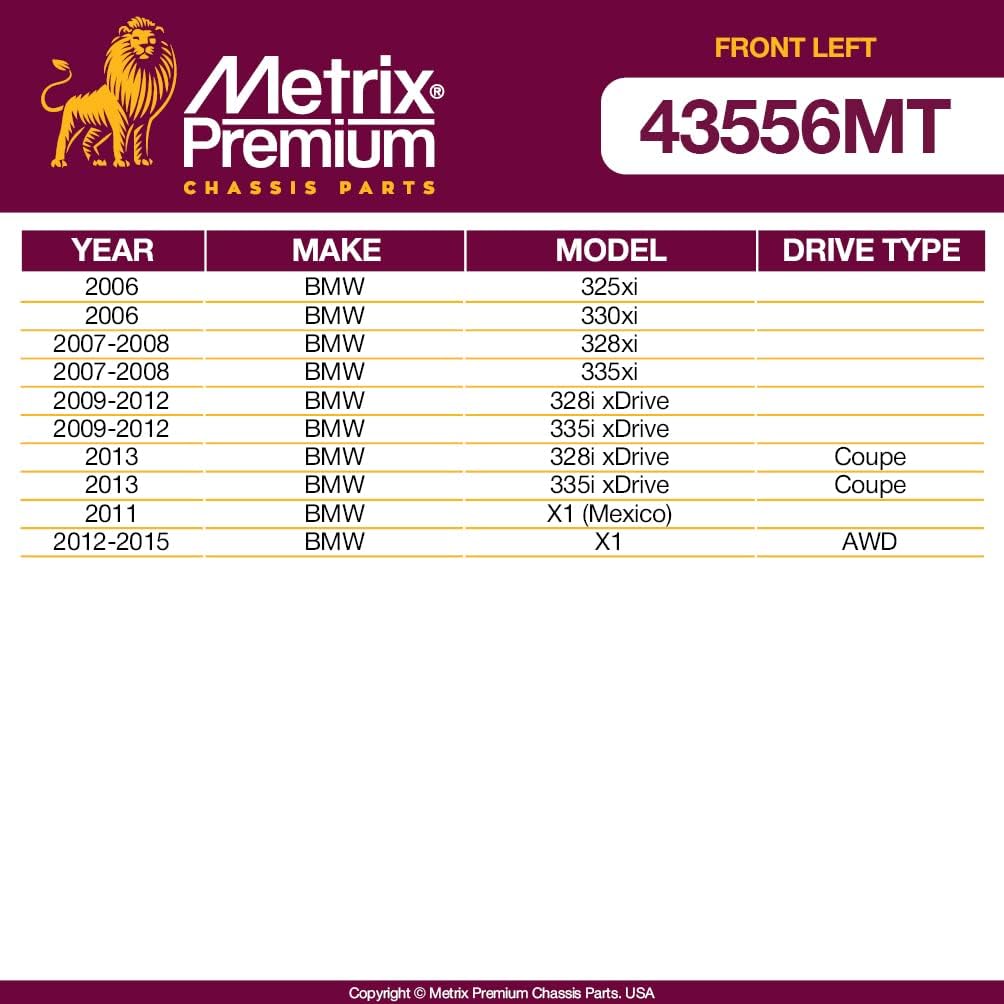 Metrix Premium Chassis Parts - Front Left Tie Rod End Assembly Fits 06 BMW 325xi, 06 330xi, 07-08 328xi, 07-08 335xi, 09-12 328i xDrive, 09-12 335i xDrive, 13 328i xDrive, EV800564, Made in Europe