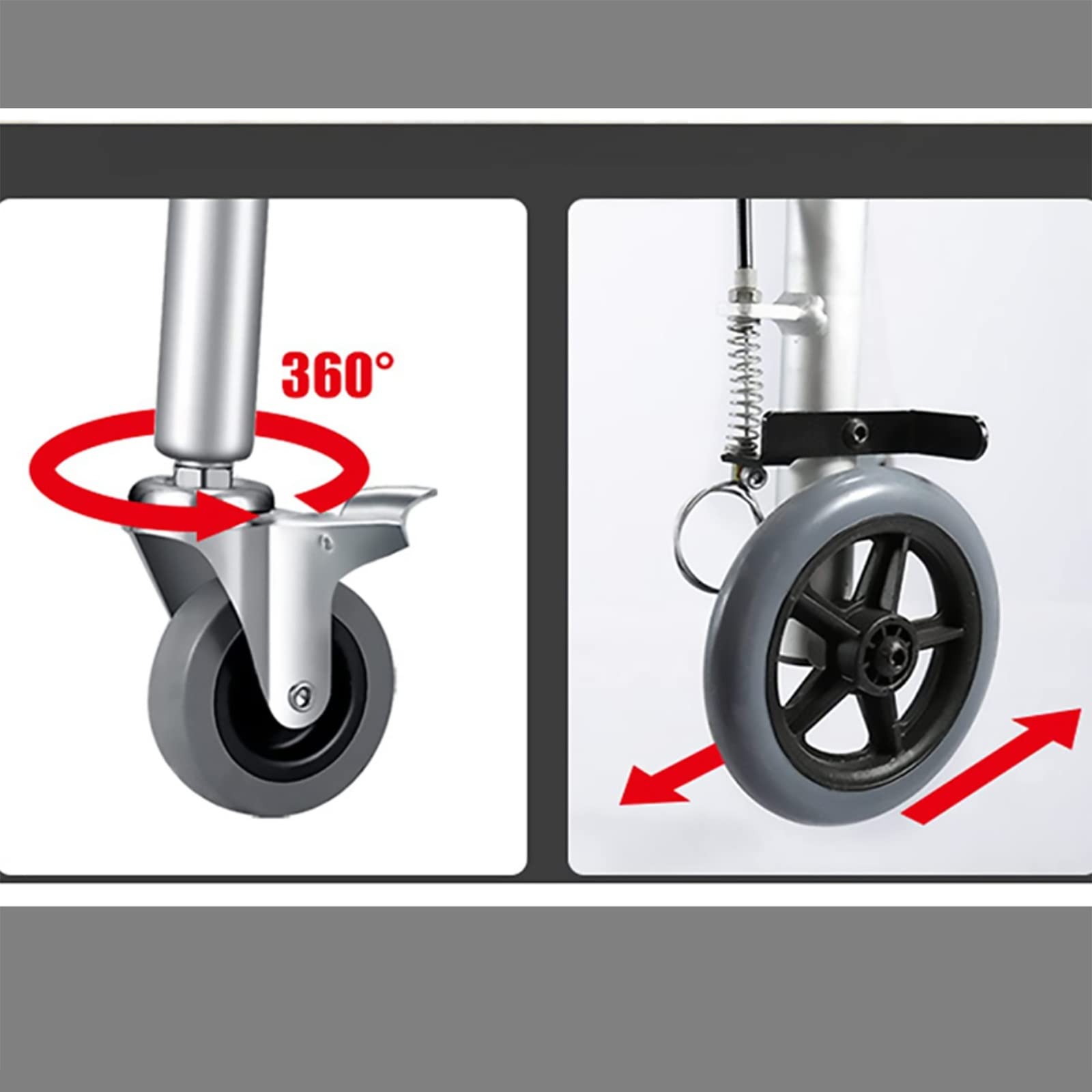 Andadores para discapacidad, andadores para Personas Mayores Andador de Aluminio de 4 Ruedas con Asiento y Cesta Ligero Plegable con apoyabrazos