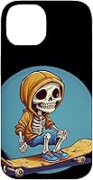 Vista 4 de iPhone 16 Cool Skeleton with Sweater on Skateboard for chilly Skater Case