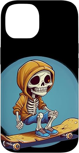 Miniatura 4 de iPhone 16 Cool Skeleton with Sweater on Skateboard for chilly Skater Case
