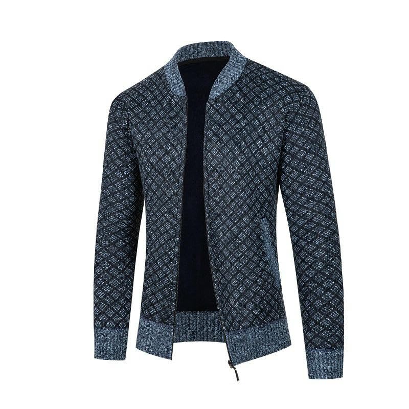 Chaqueta de punto con forro de felpa para hombre en color gris para otoño 4