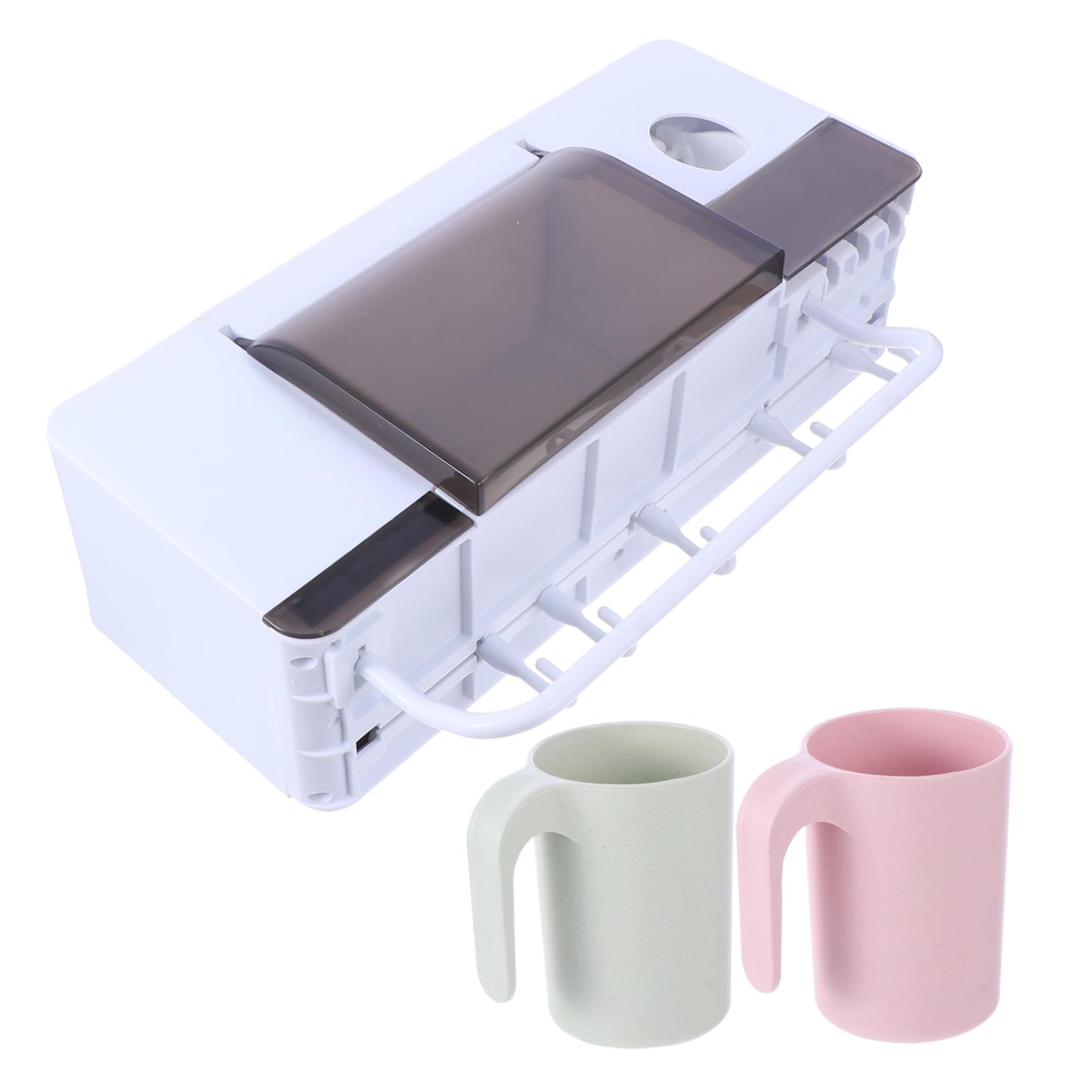 Mobestech 2stücke Wandmontierter Zahnbürstenhalter Mit Integriertem Zahnputzbecher Platzsparendes Design Installieren Für Badezimmer Geeignet Bohren Robust Und Temperaturbeständig