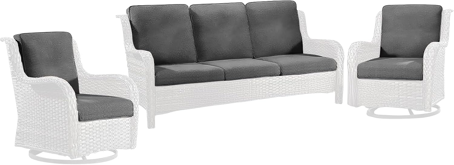 (Only Cushions)16 Piece Wicker Conversation Set Cushions for 10 Pieces Patio Furniture Sets with Swivel Patio Chairs and Ottoman,7 Person 9 Seats PE Rattan Sectional Set Cushion (16,22.05*23.6*6in)