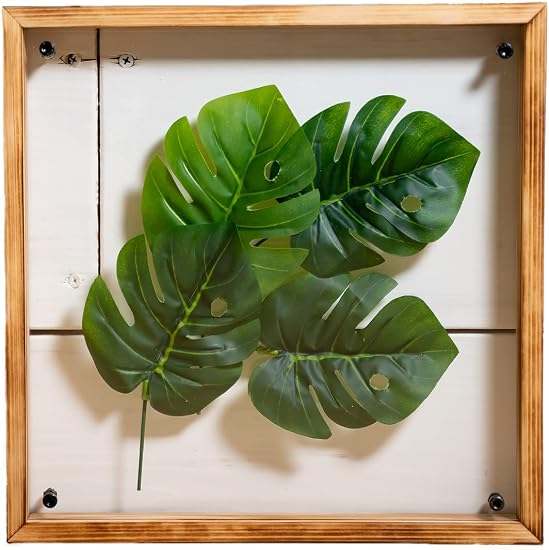 Amazon Shonanlivingart 家具職人が作った リーフパネル 壁掛けアート アートパネル ヴィンテージ 30cm モンステラm カーテン オンライン通販