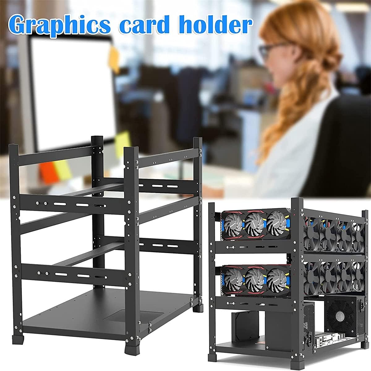 12GPU Stackable Mining Rig Frame, Steel Open Air Mining Rig Case, Solid Miner Frame for Crypto Ethereum ETH RVN Ergo Miner Mining Case Rack Fits Dual Power ATX Motherboard… (12 GPU Mining Frame)