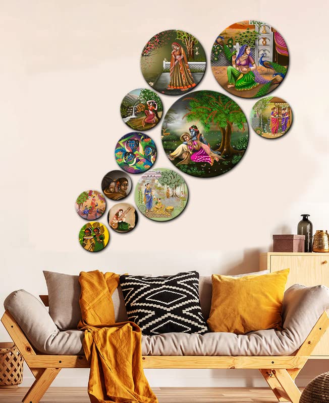 CHINAKU Designer MDF Wooden Wall Hanging for Home|Office|Gift, Sticker Print Wooden Wall Hanging (Pack of 11) ART_21