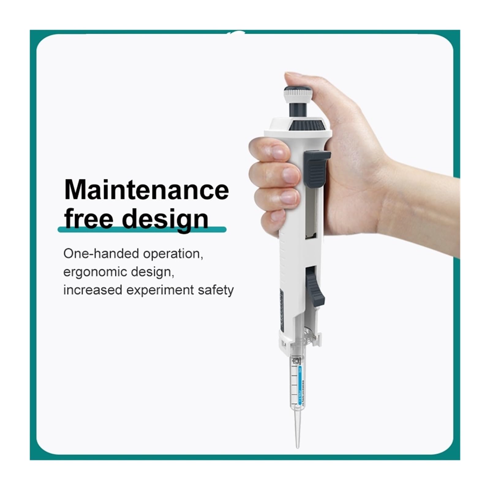 Pipeta, Pipeta de laboratorio dosificadora continua ajustable manual con punta 5 ml