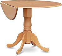 Vista 5 de East West Furniture DLAN5-OAK-C - Juego de mesa de cocina de 5 piezas para 4 personas, incluye una mesa de comedor redonda con gotas y 4 sillas