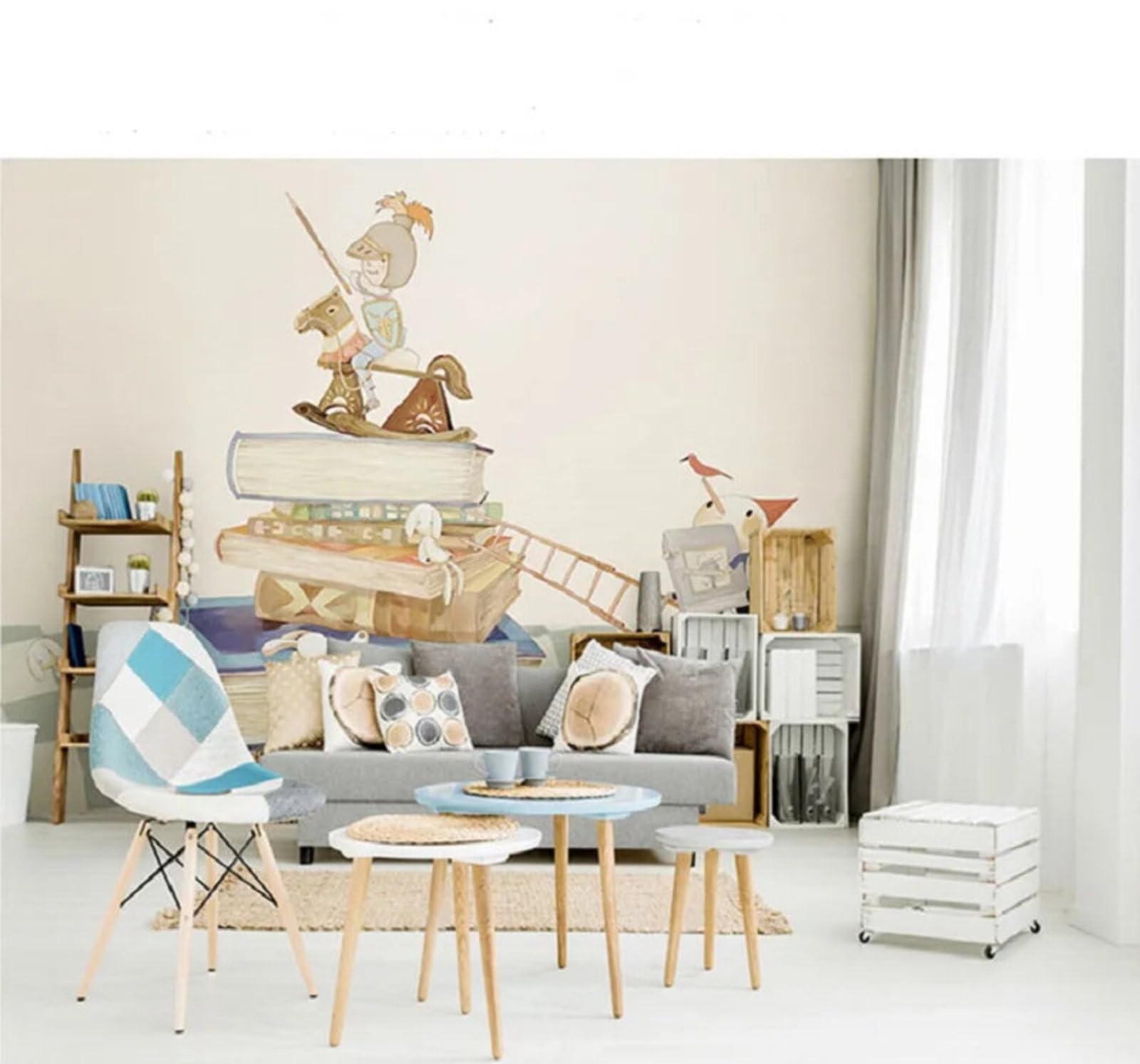 Cartoon Hand Drawn Retro Books Animals 3D Wallpaper Easy Install Feature Office Living Room Sofa Bedroom TV Background Wall Decoration-250cm×170cm