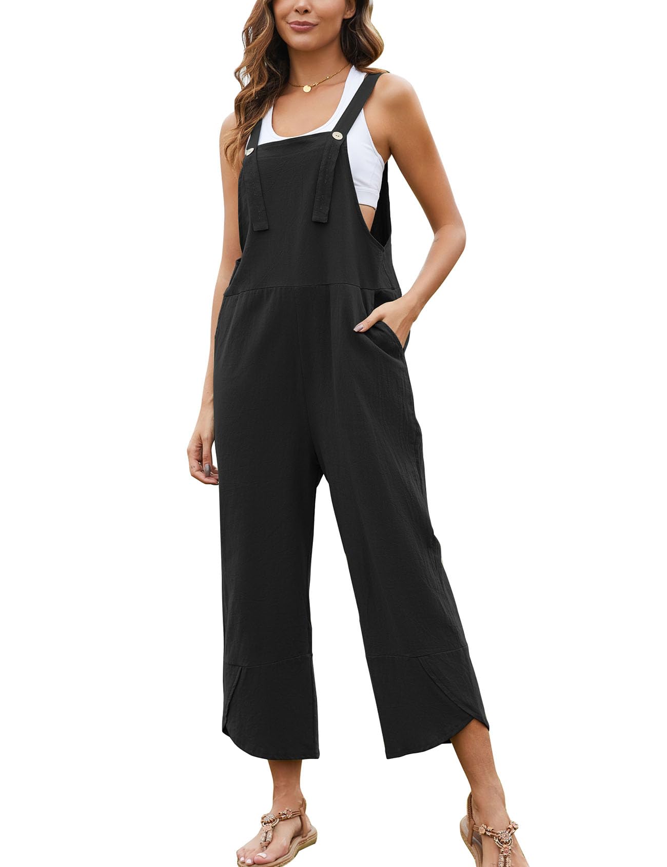 Sleeveless Wide Leg Overall
