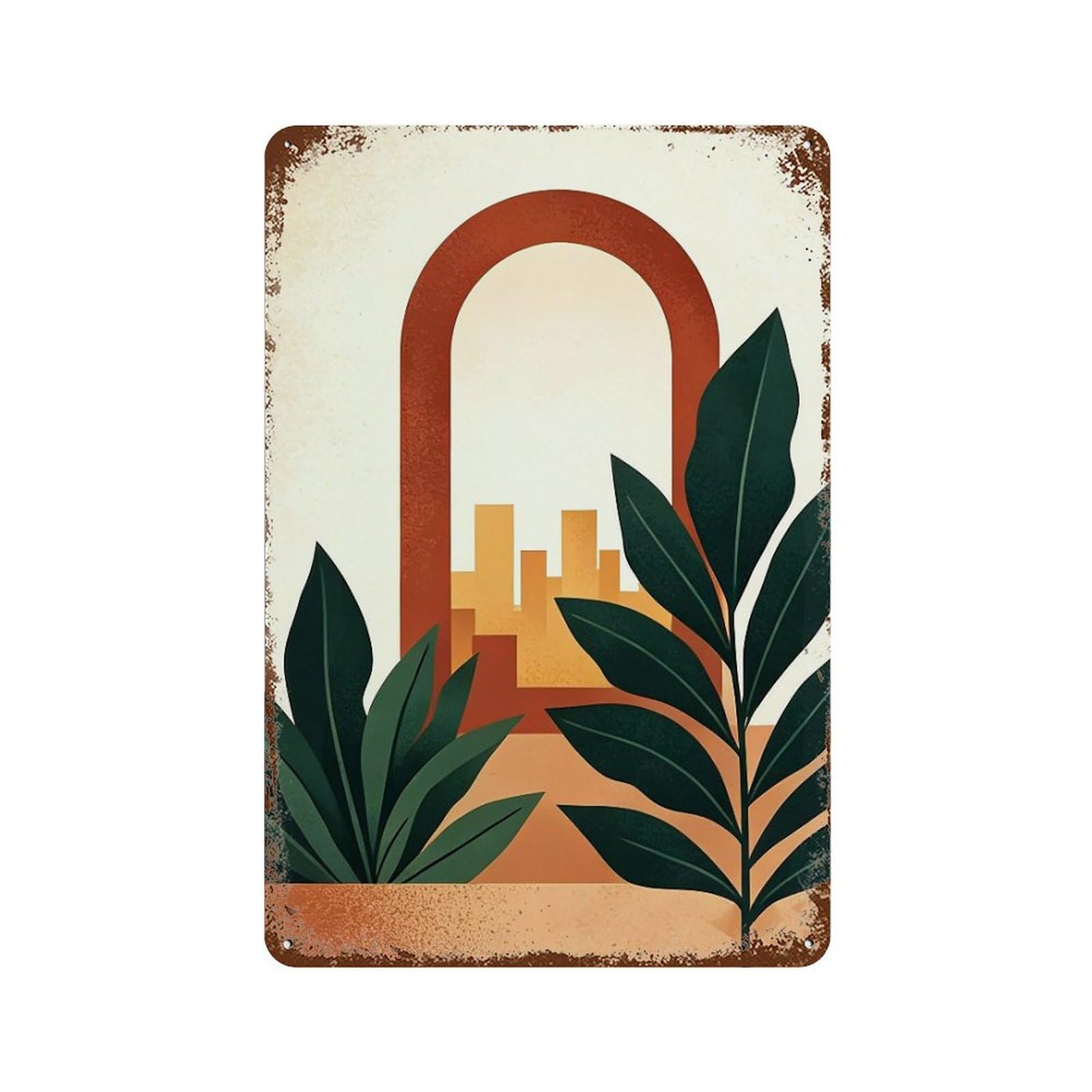 WUJHGRSG Minimal Bohemian Abstract Hues 04 Wall Art Retro Iron Vintage Metal Tin Sign Poster Modern Decor for Home Cofffee Club Bar Shop Style 30x20cm