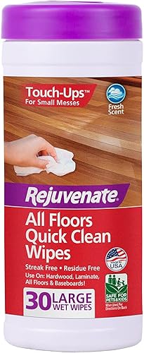 Rejuvenate All Floors - Toallitas de limpieza rápida, 30 toallitas húmedas de limpieza de suelos grandes, sin rayas, sin residuos, no grasosas