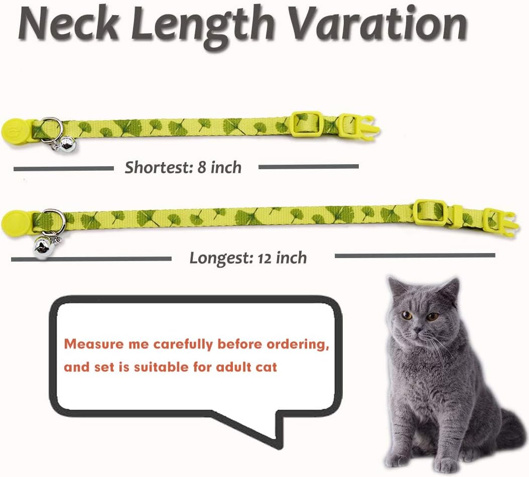 azuza 4 Pack Cat Collars, Breakaway Buckle Cat Collar with Bell, Floral image 3