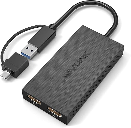 WAVLINK USB 3.0 or USB C to HDMI Adapter for Dual Monitors, Universal Video Graphics Adapter for Mac and Windows, Thunderbolt 3/4, USB 3.0 or USB-C, 1080p@60Hz - USB to Dual HDMI