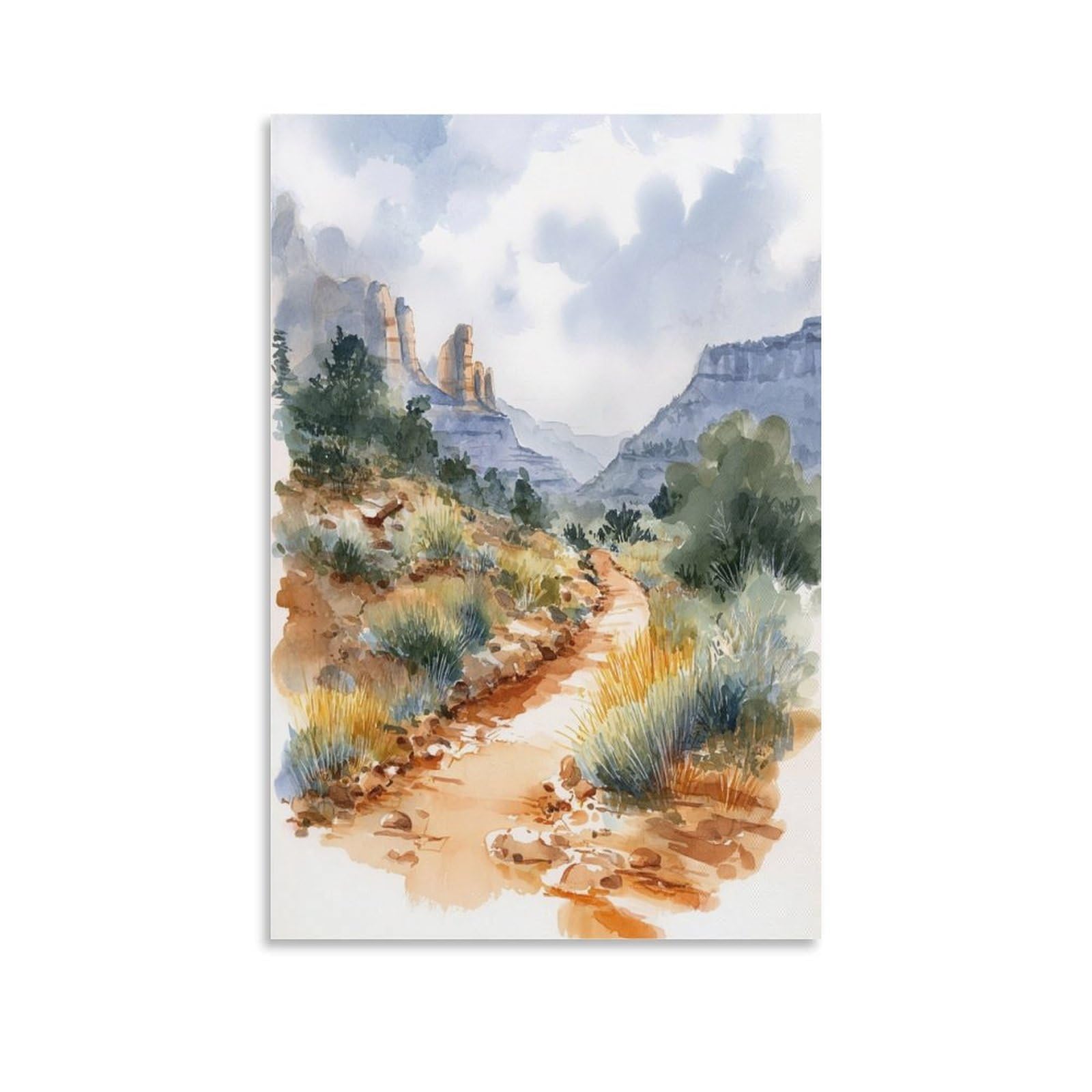 LCYNNH Sedona Arizona Desert 20x30inch(50x75cm) Vintage Travel Poster Watercolor Canvas Art