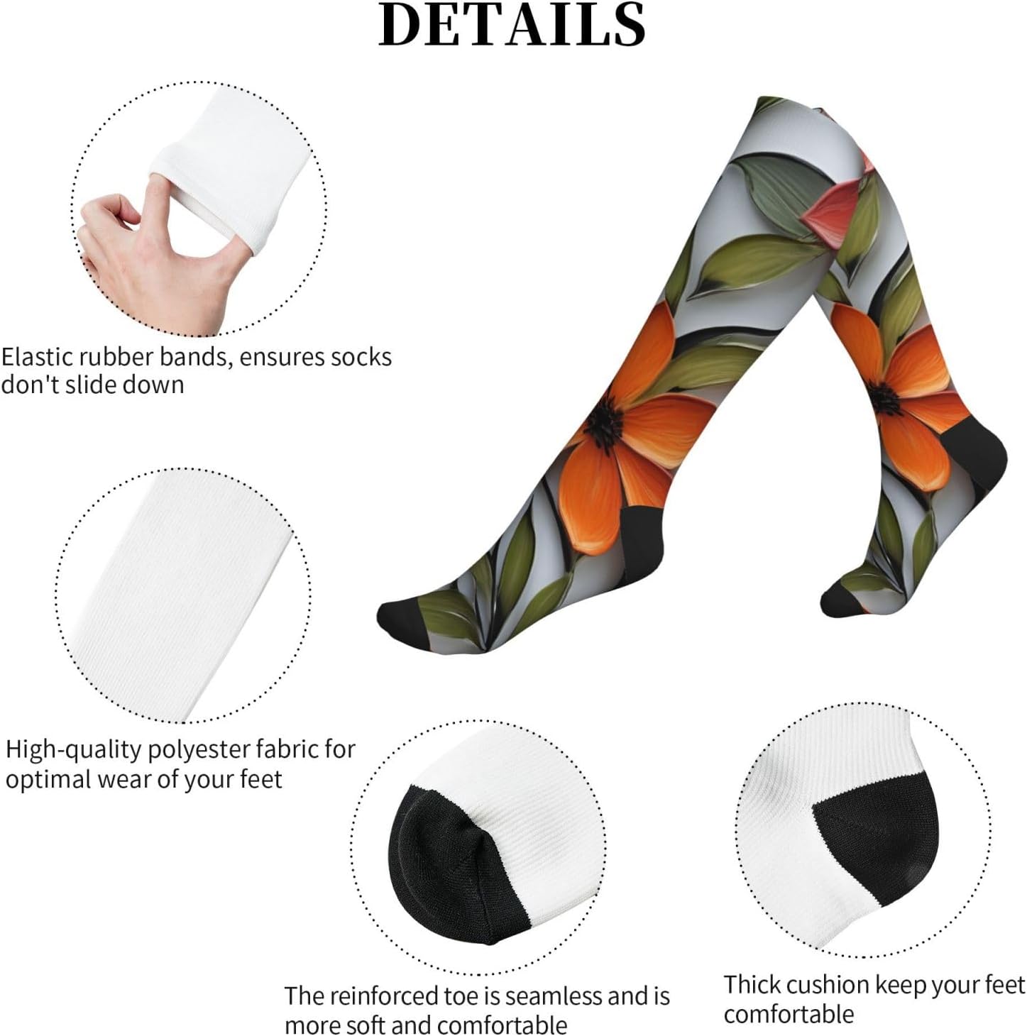Floral Wall Art Print Compression Running Socks For Men And Women Athletic Socks For Everyday Use Socks