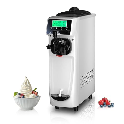 GSEICE Commercial Ice Cream Maker Machine for home,3.2 to 4.2 Gal/H Soft Serve Machine,Single Flavor Ice Cream Maker,1050W Countertop Soft Serve Ice Cream Machine With 1.6 Gal Tank,LED Panel,