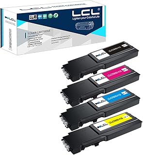 LCL Compatible Toner Cartridge C3760 C3765 C3760N C3760DN C3765DNF 593-11119 593-11120 593-11121 593-11122 (1 Black 1 Cyan 1 Magenta 1 Yellow) Replacement for Dell C3760n C3760dn DellC3765dnf