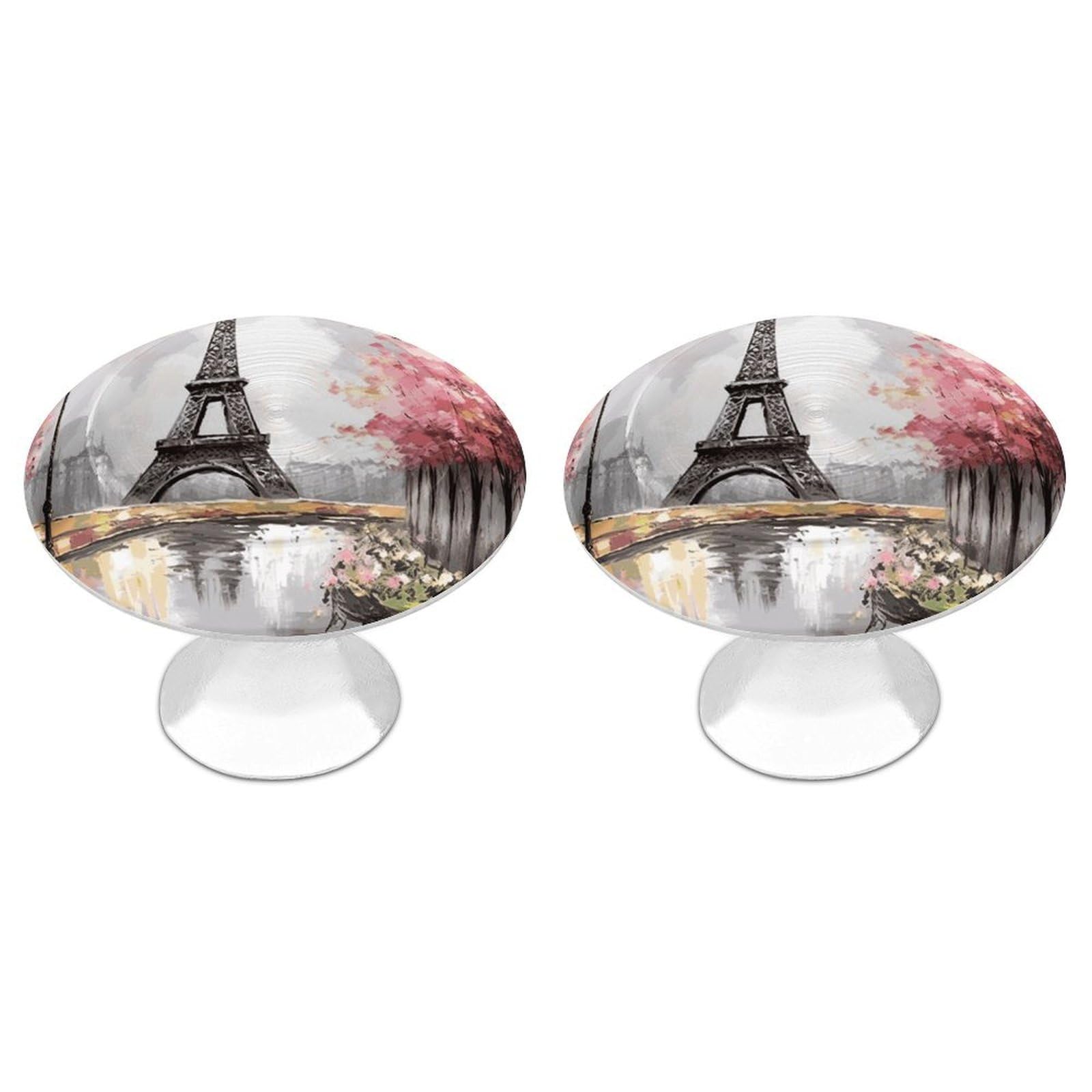Btcowzrv Style Oil Painting Paris Eiffel Tower 2 Pack Cabinet Knobs Drawer Pulls