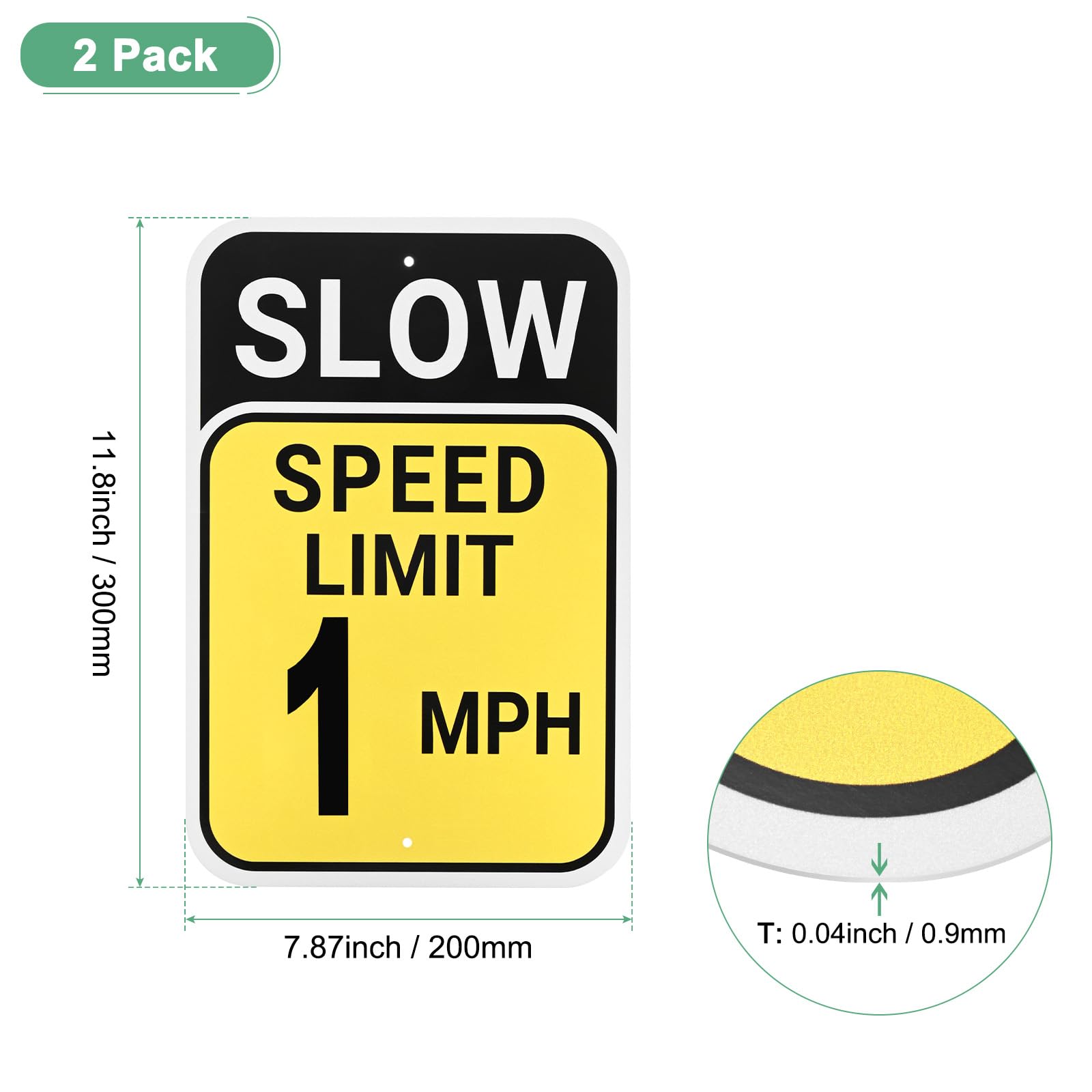 M METERXITY 2-Pack Speed Limit 1 MPH Sign - Image 3