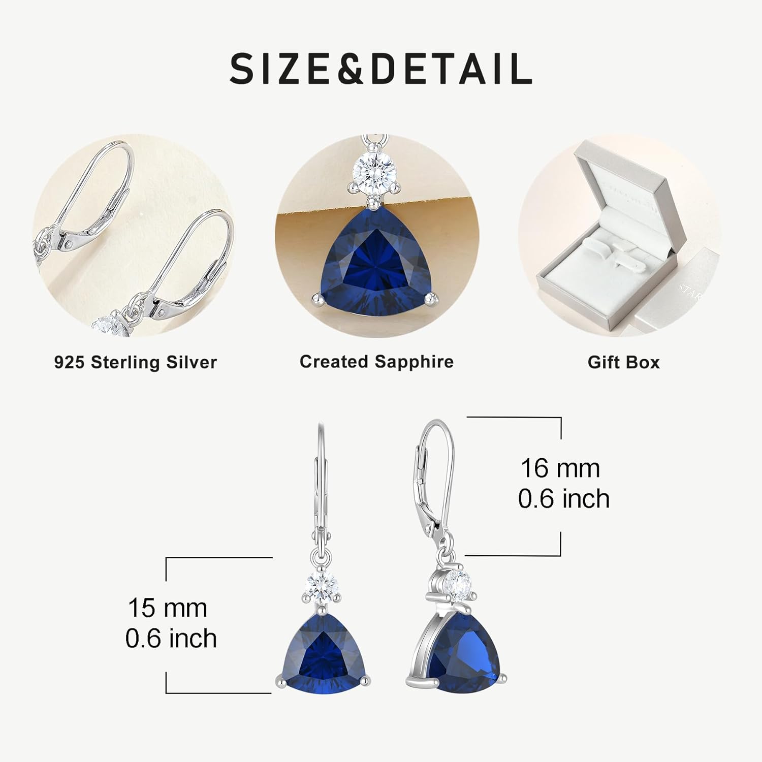 Starchenie 925 Sterling Silver Dangle Earrings for Women Trillion Cut Birthstone Jewelry - Image 6