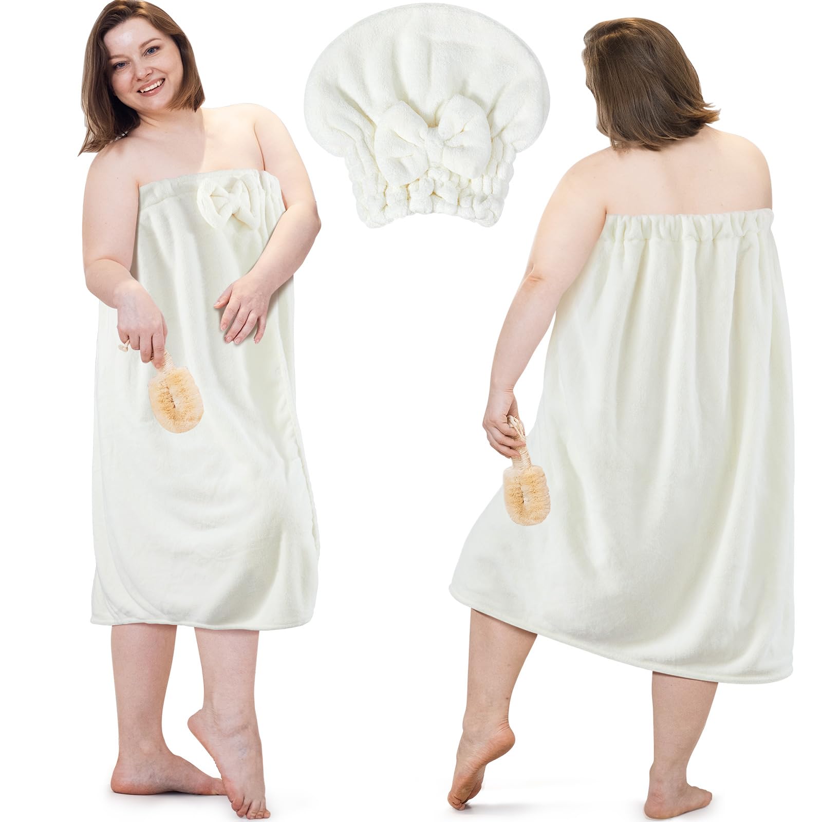 Plus Size Bath Wrap & Hair Towel Set - Purple -14