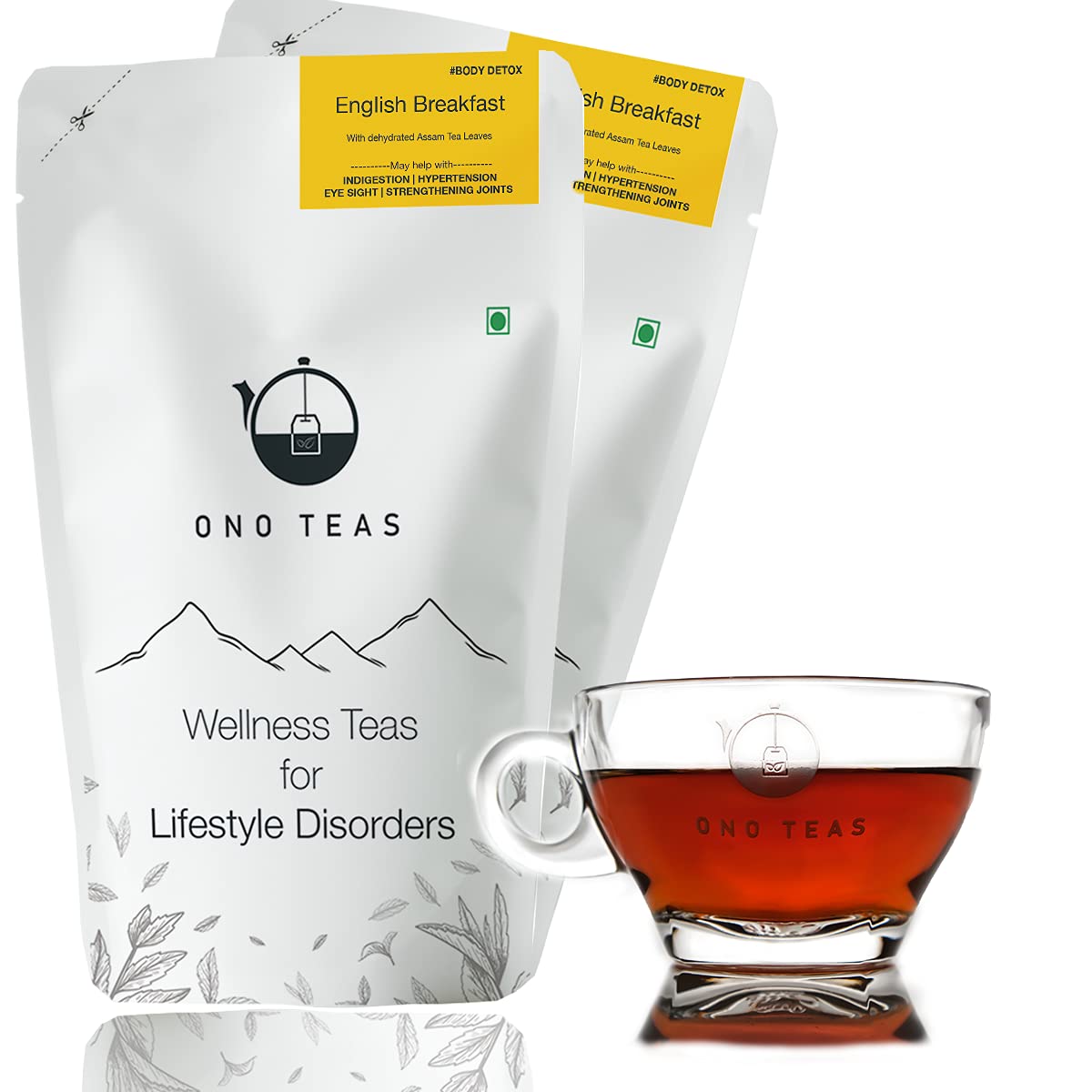 Ono Teas English Breakfast (100 Grams | 50 Cups) with Assam Tea, CTC Tea | Known to help with Digestion, Improving Eye Sight, Mental Health, Immunity (50gmX2=100gm)
