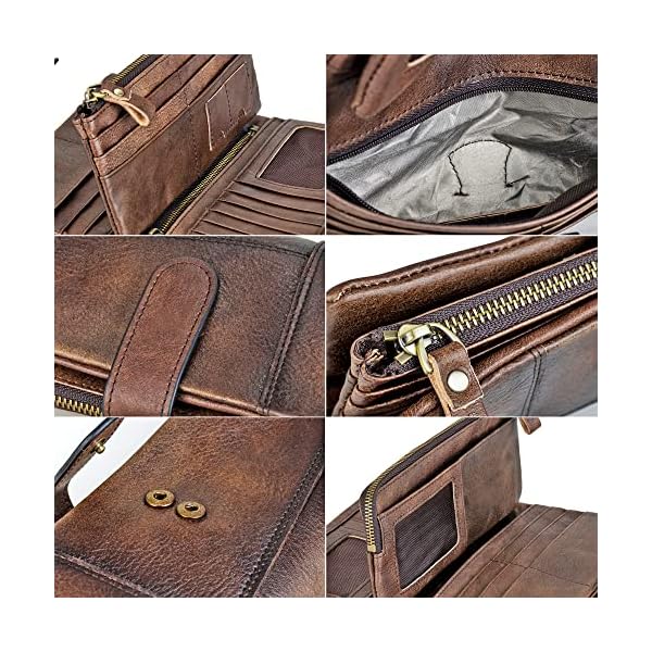 LETEULO Women's RFID Blocking Clasp Wallet Vintage Hand Rubbing Leather Wallets Organizer (Coffee) - Image 7