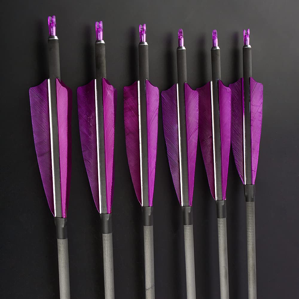 SHARROW 12/24P 35 Pollici Freccia in Carbonio Spine 400 Frecce di Freccia di Tiro al Bersaglio Freccia Carbonio Freccia per Bersaglio Tiro con L'Arco Arco Ricurvo Arco Compound (Viola, 12P)
