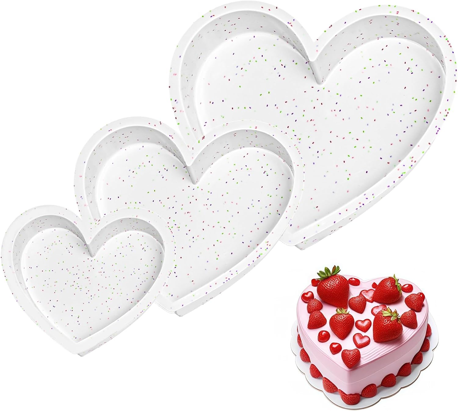 Heart-Shaped Silicone Cake Pans, 6-10 Inch, Nonstick & BPA Free Heart-Shaped Silicone Cake Pans, 6-10 Inch, Nonstick & BPA Free