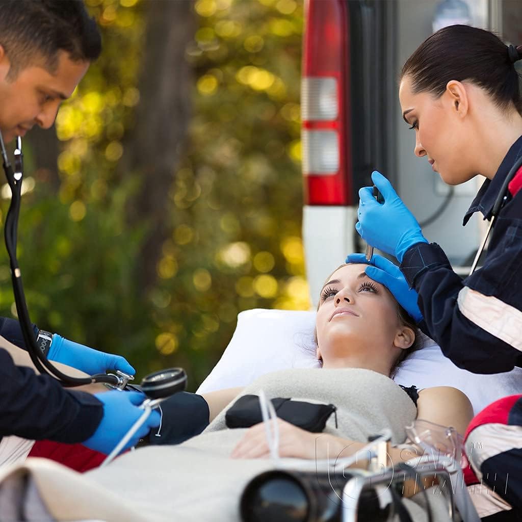 SafeHealth Blue Nitrile Exam Gloves-Large | 3.5 Mil Box of 100 | Powder-Free Latex-Free | Finger Textured-Disposable-Medical Grade | Food-Tattoo-Nursing-Cleaning : Tools & Home Improvement