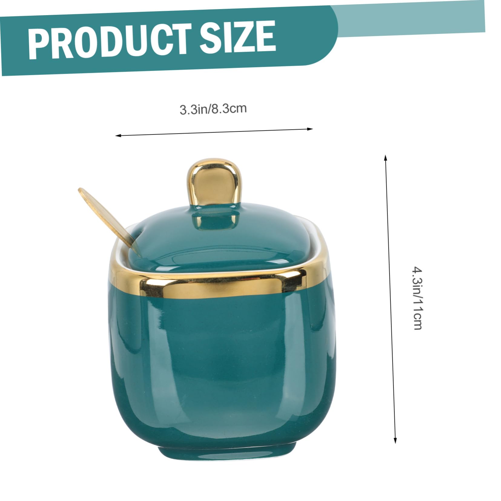 Unomor 1 Set Spice Jar Soup Serving Bowl with Lid Sugar Pourer Condiment Jar Vintage Honey Pot Sugar Container with Spoon Sugar Holder Sugar Bowl with Lid and Spoon Green Stainless Steel